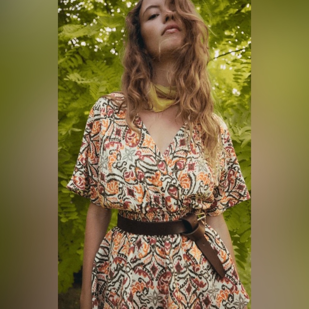 Zara Floral Bohemian Mini Tiered Dress | Size XS